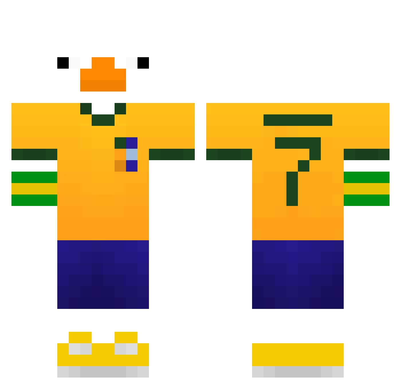 Noqce Minecraft skin, front and back view