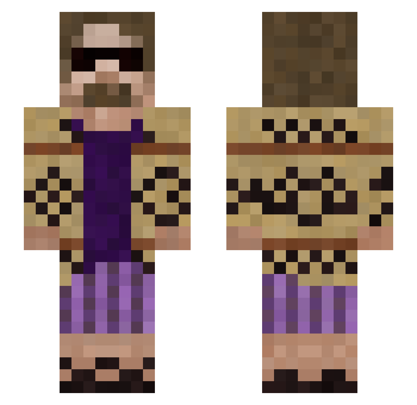 teseogola Minecraft skin, front and back view