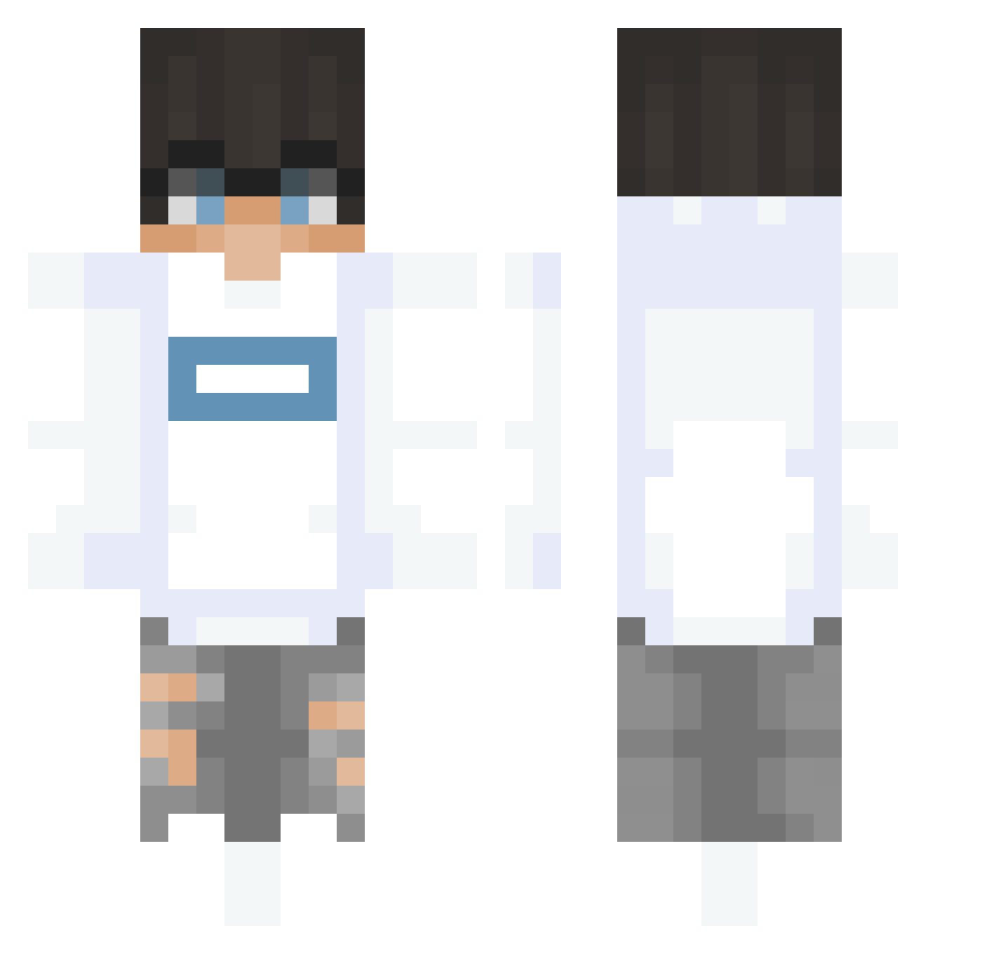 zgrayed Minecraft skin, front and back view