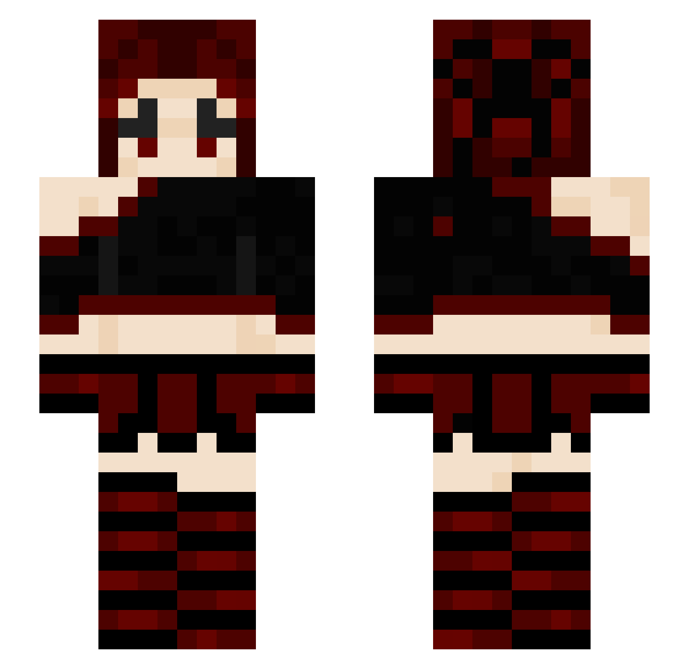 VampyFoxy Minecraft skin, front and back view