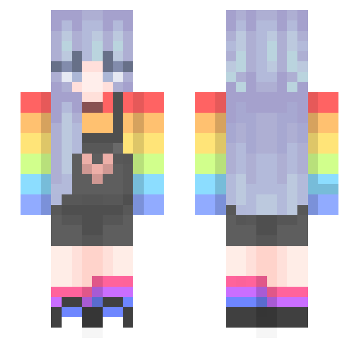 Mighters Minecraft skin, front and back view