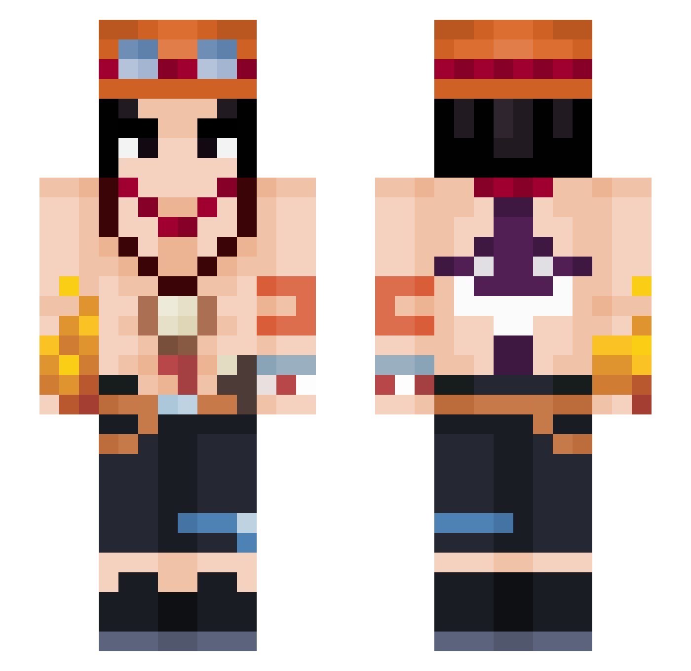 Syakeoni Minecraft skin, front and back view