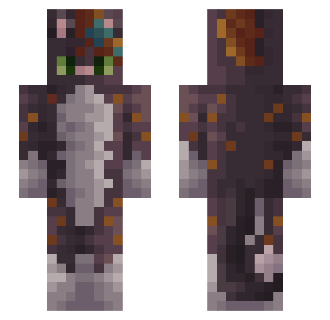 invertig0 Minecraft skin, front and back view