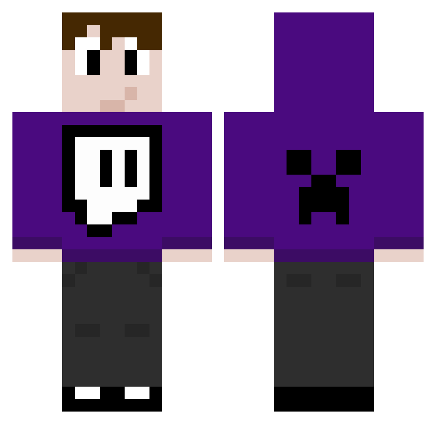 zReqube Minecraft skin, front and back view