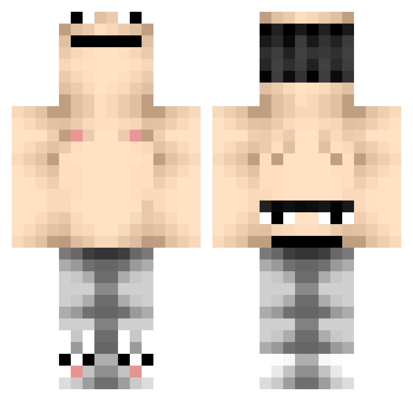 Zevrak Minecraft skin, front and back view