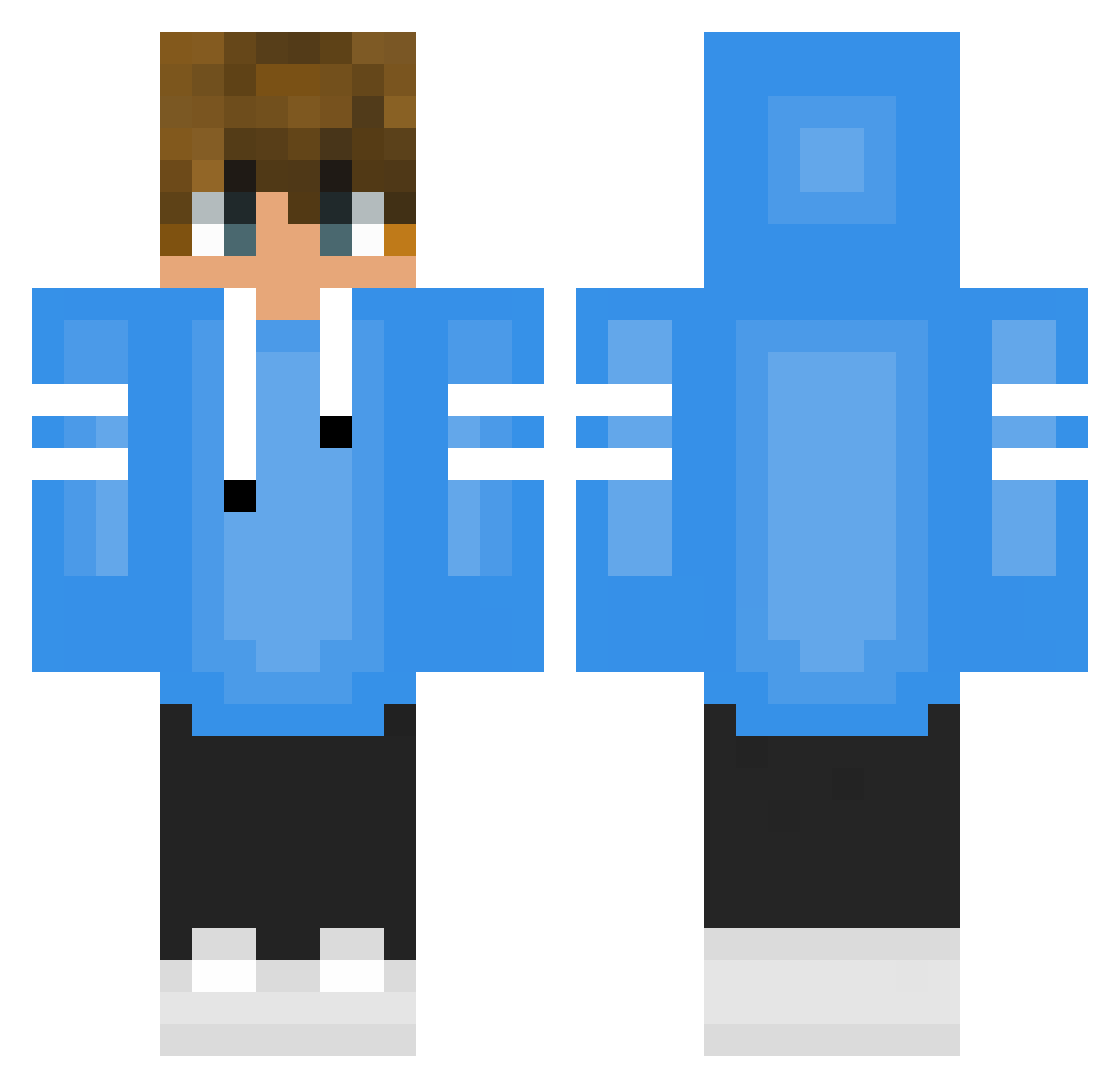 XkawalaXX Minecraft skin, front and back view