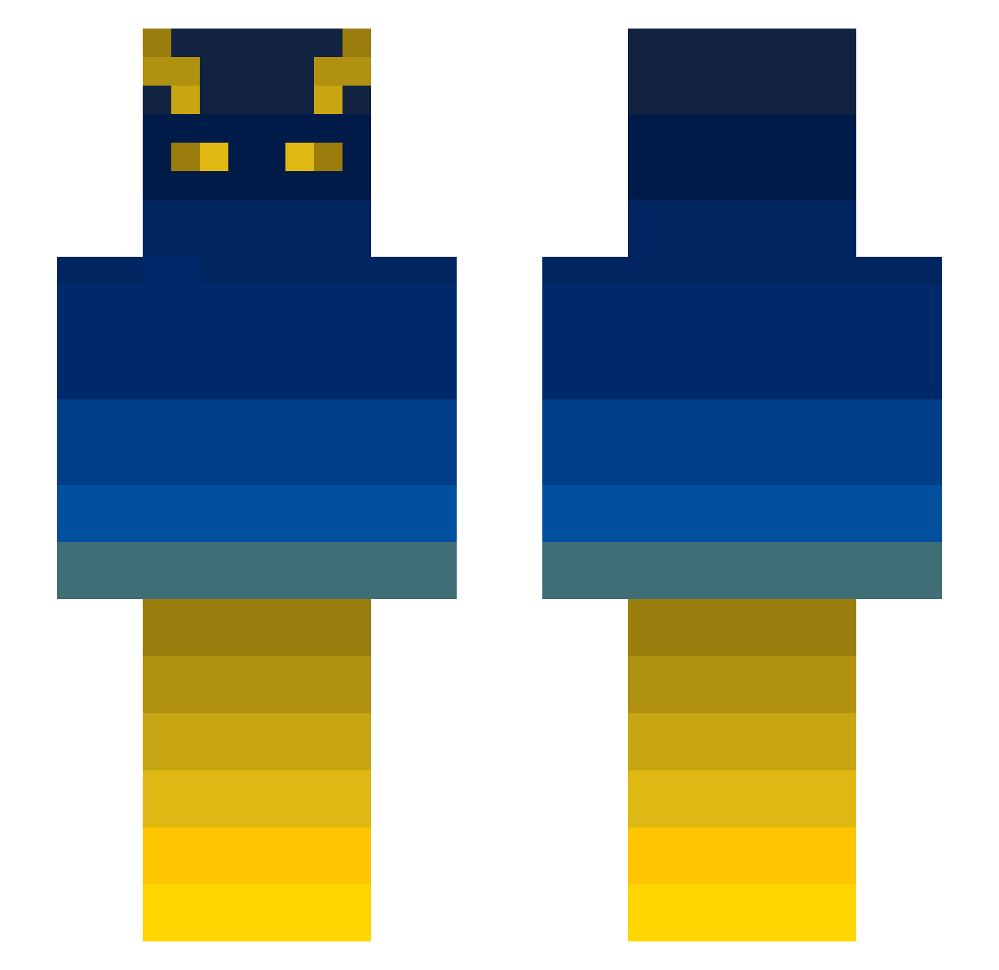 Stester23 Minecraft skin, front and back view
