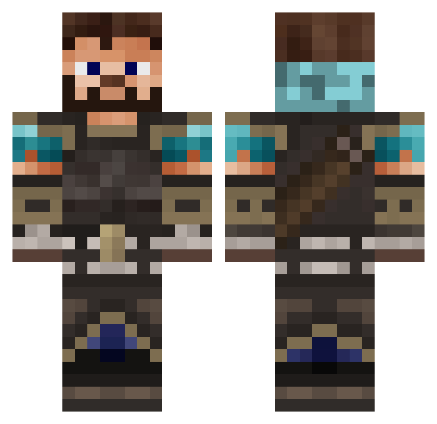 Rangold Minecraft skin, front and back view