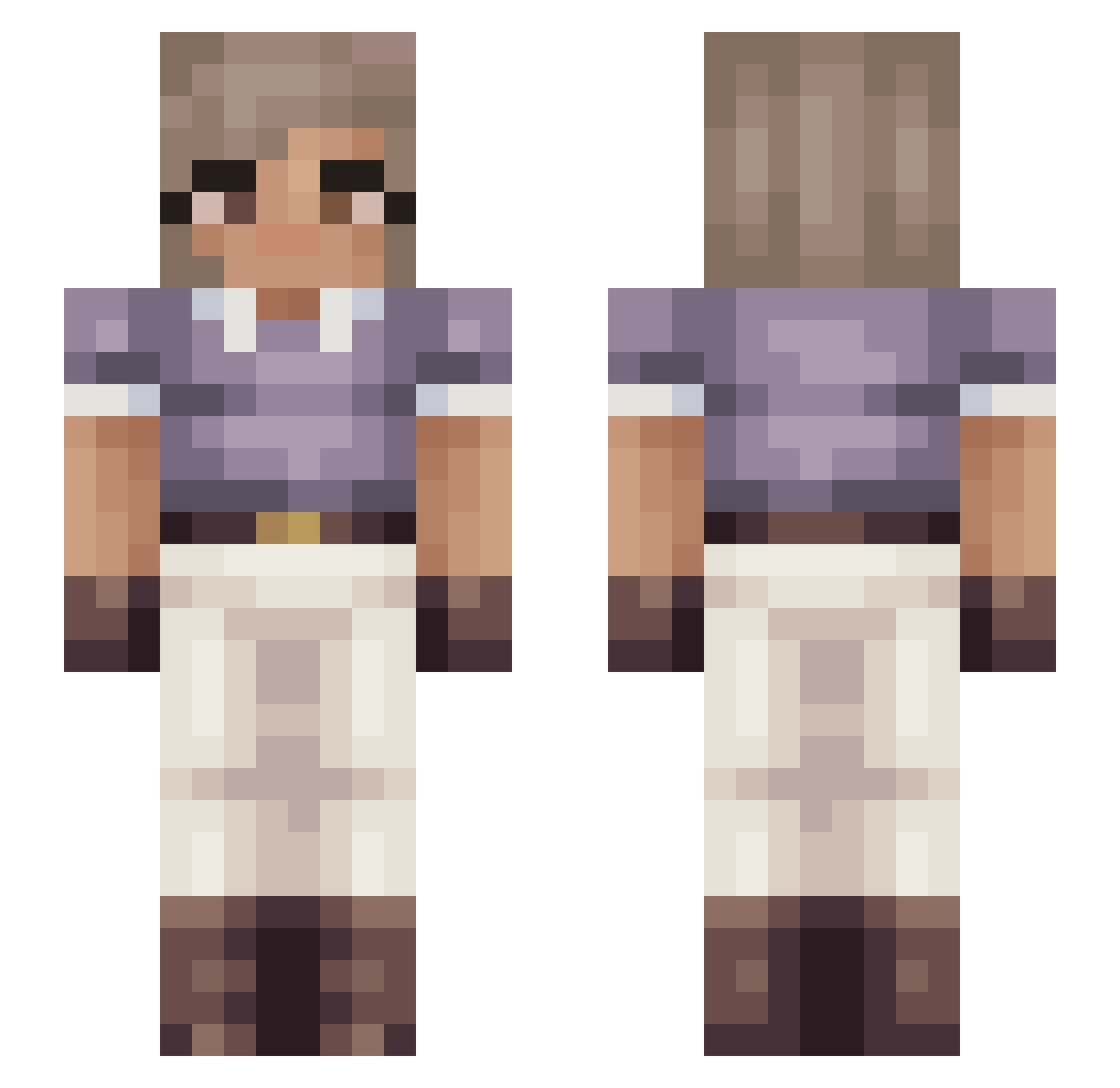 justhattie Minecraft skin, front and back view