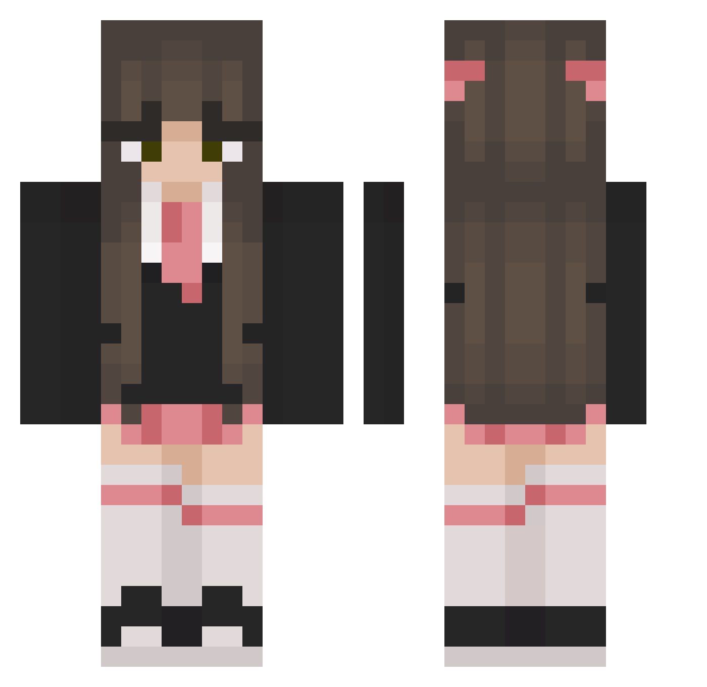 MonkePony Minecraft skin, front and back view