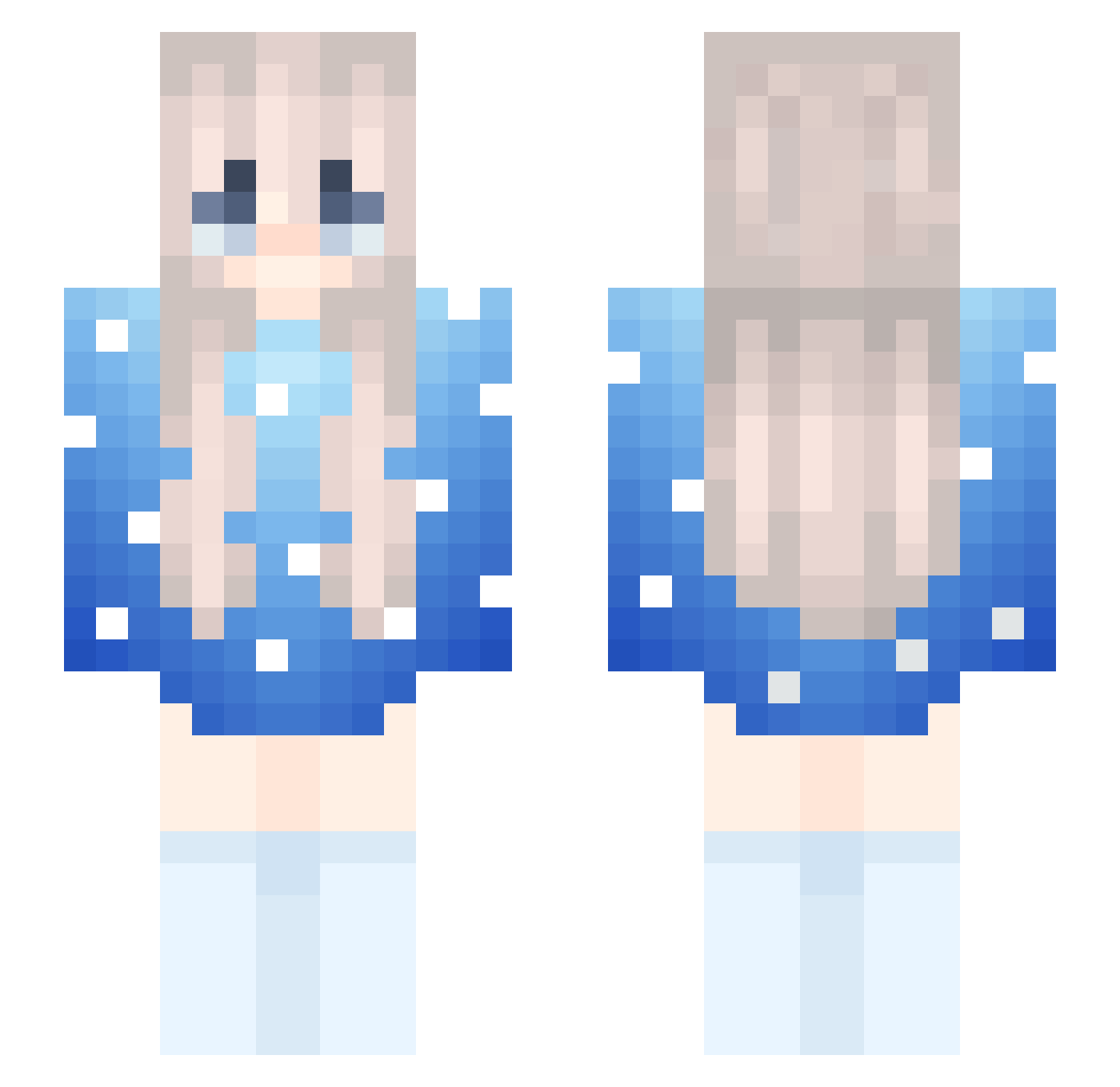 Vannkanne Minecraft skin, front and back view