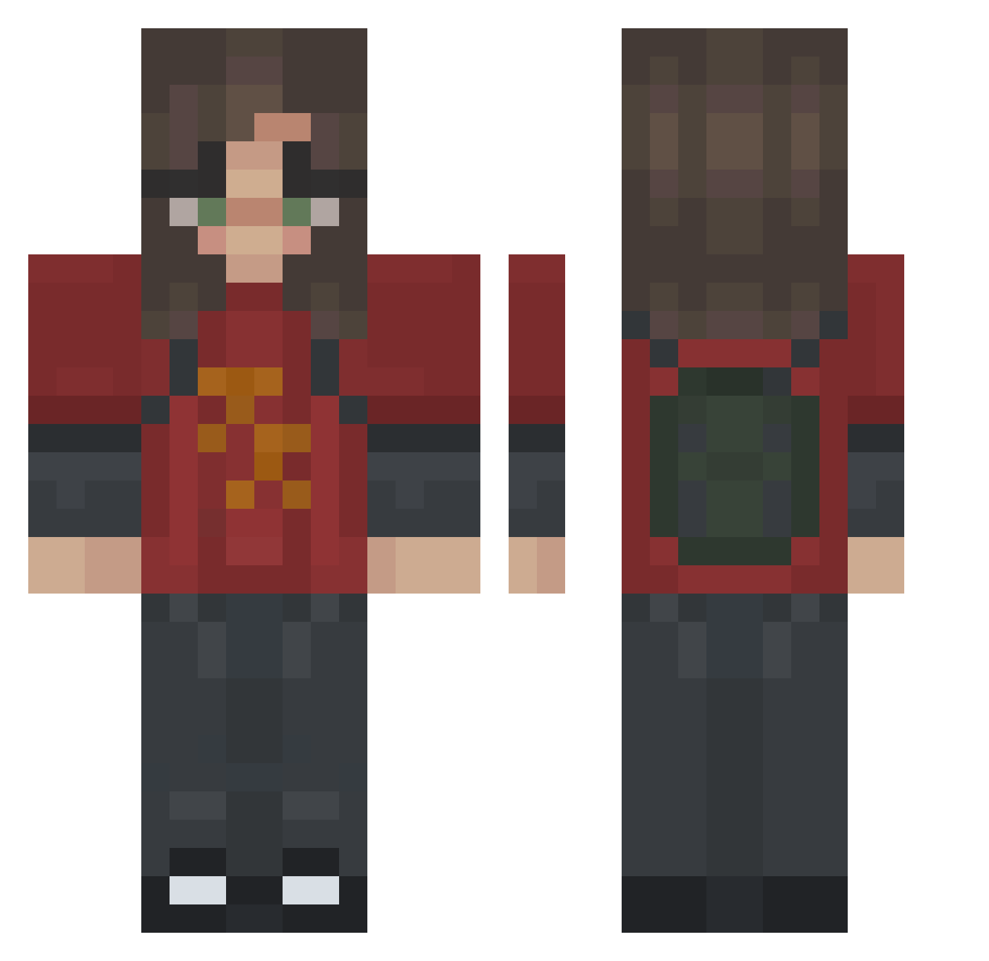 69JB Minecraft skin, front and back view