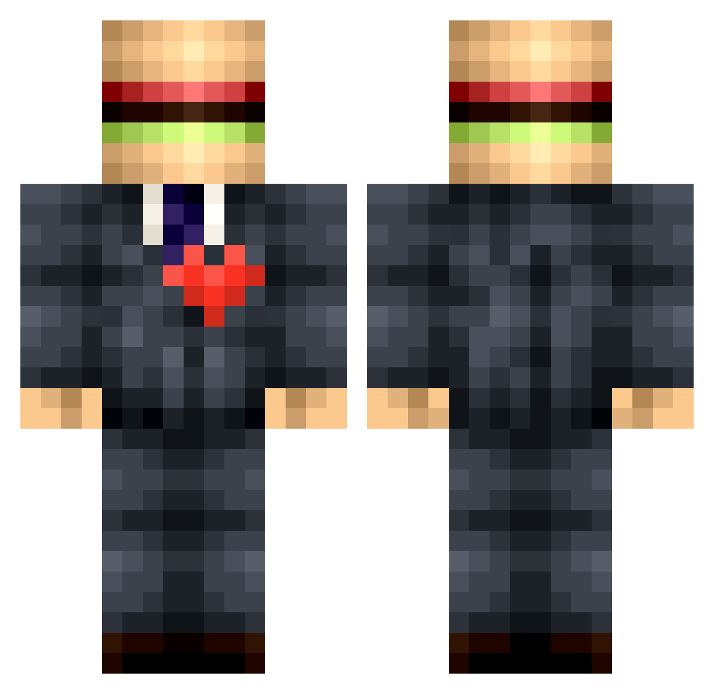 zombn Minecraft skin, front and back view