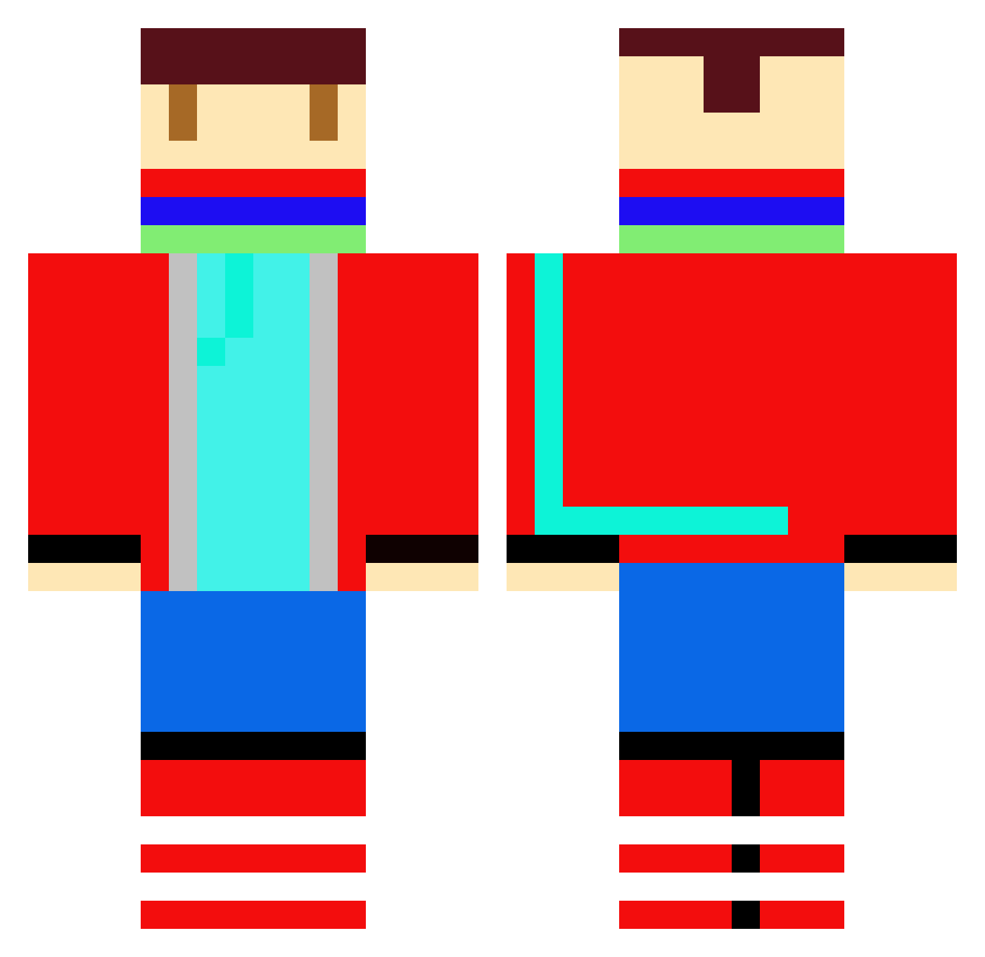 RannerAndFriends Minecraft skin, front and back view
