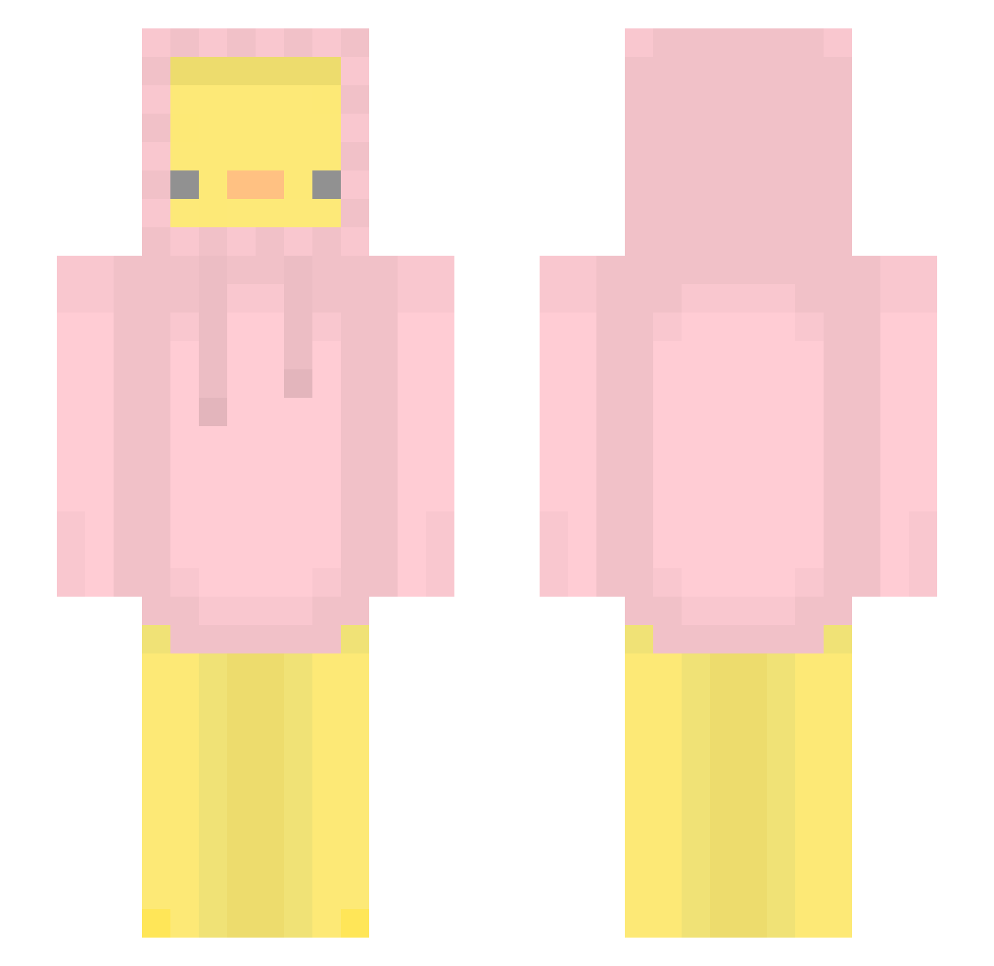 WastedPlum Minecraft skin, front and back view