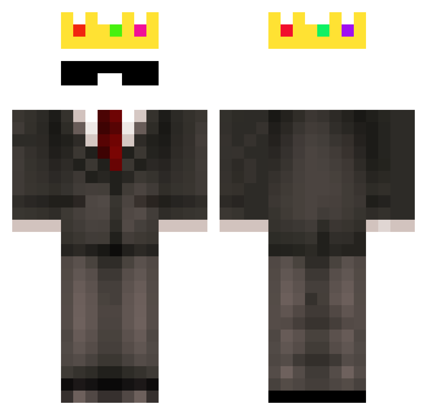 Turbori Minecraft skin, front and back view