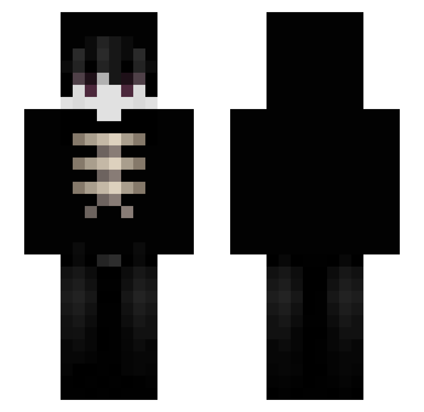 jeebuschreebus Minecraft skin, front and back view