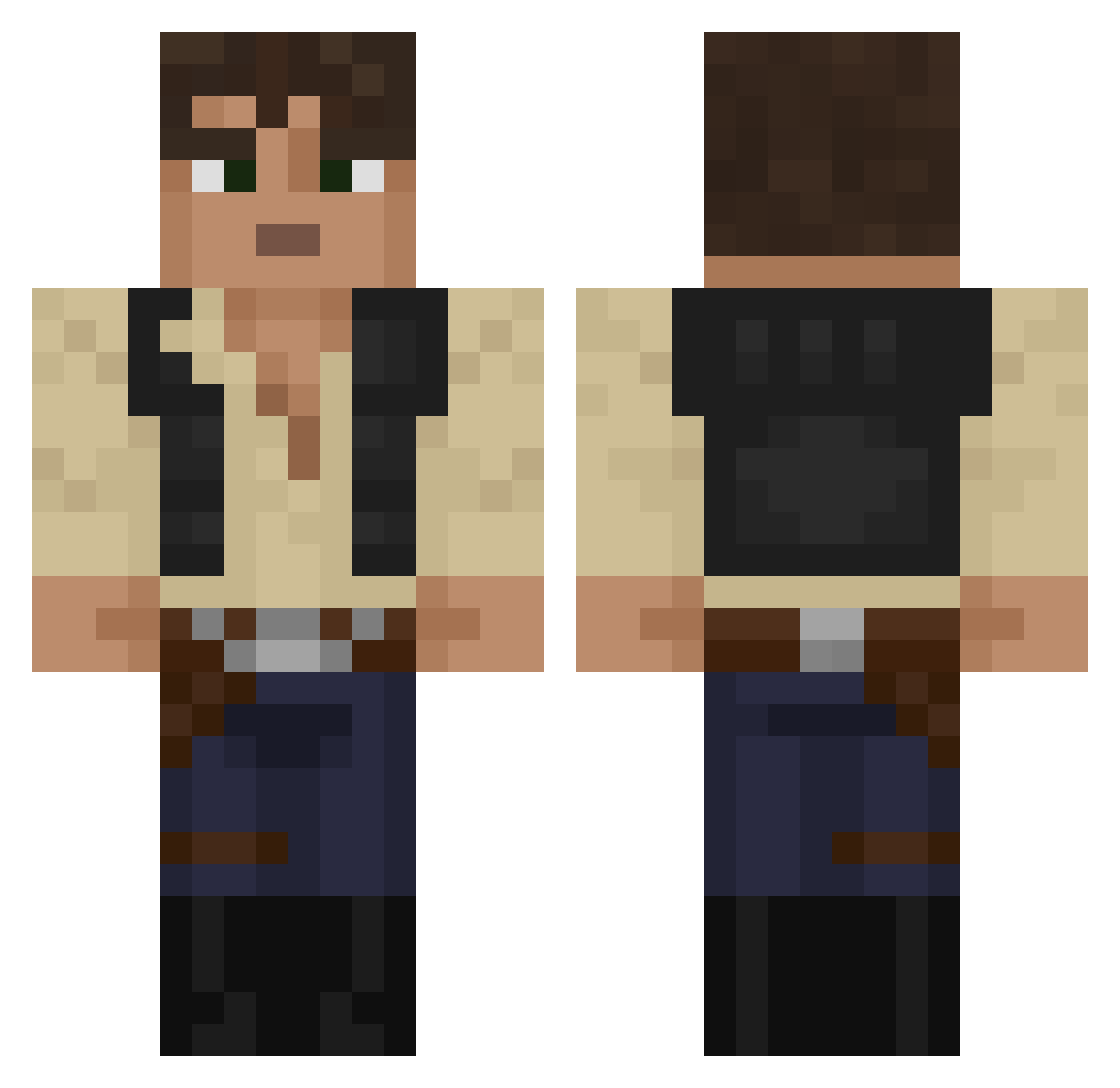 Xorlin Minecraft skin, front and back view