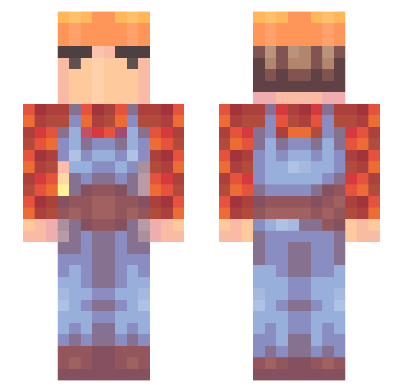 Miirco Minecraft skin, front and back view