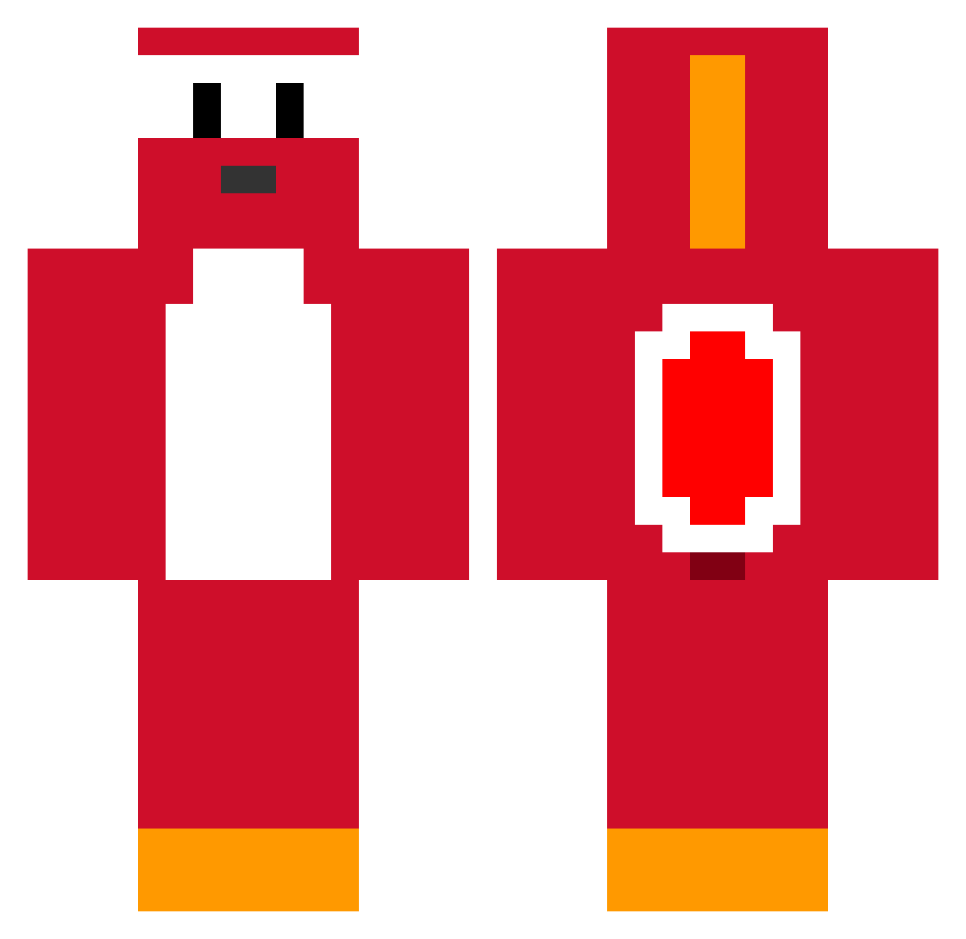 OverfluxOrb Minecraft skin, front and back view