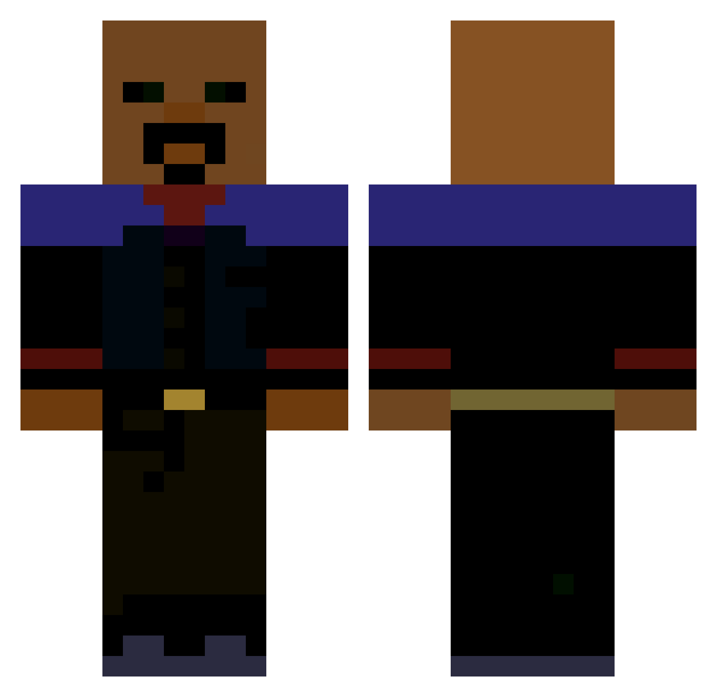 RobeOmega Minecraft skin, front and back view