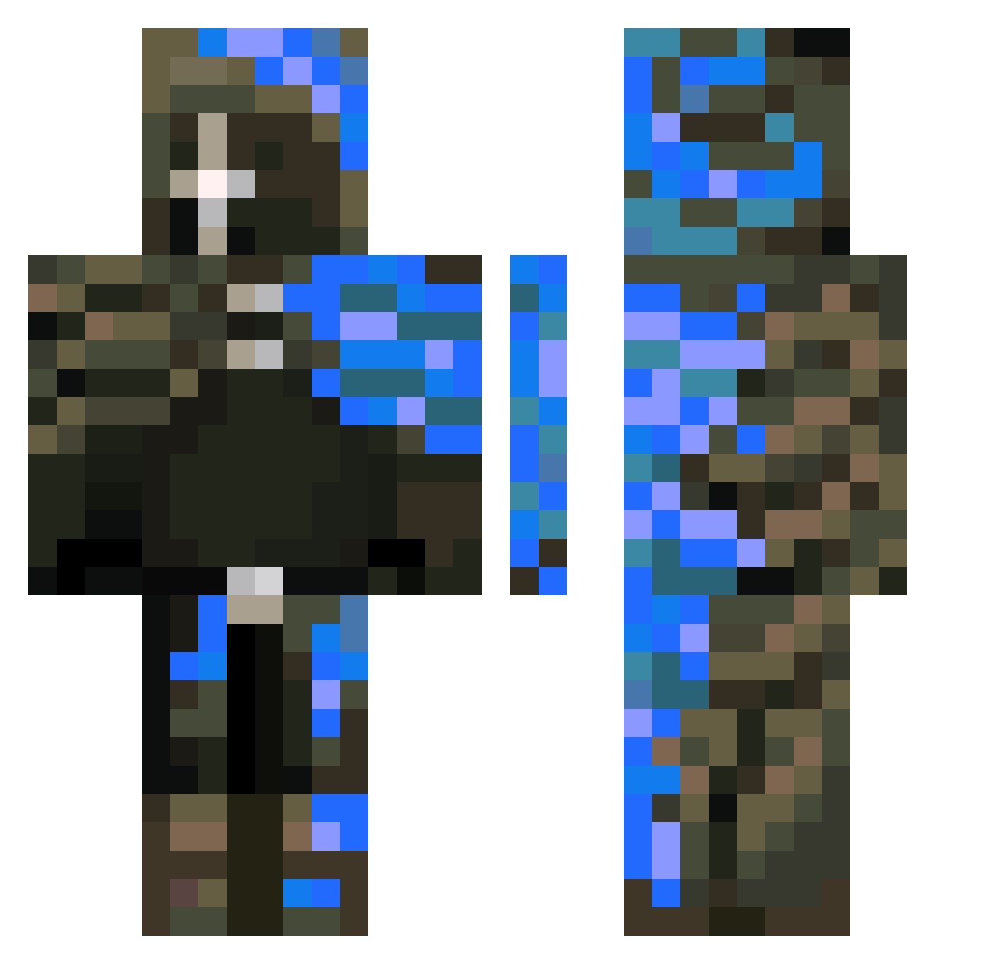 RaimusGaming Minecraft skin, front and back view
