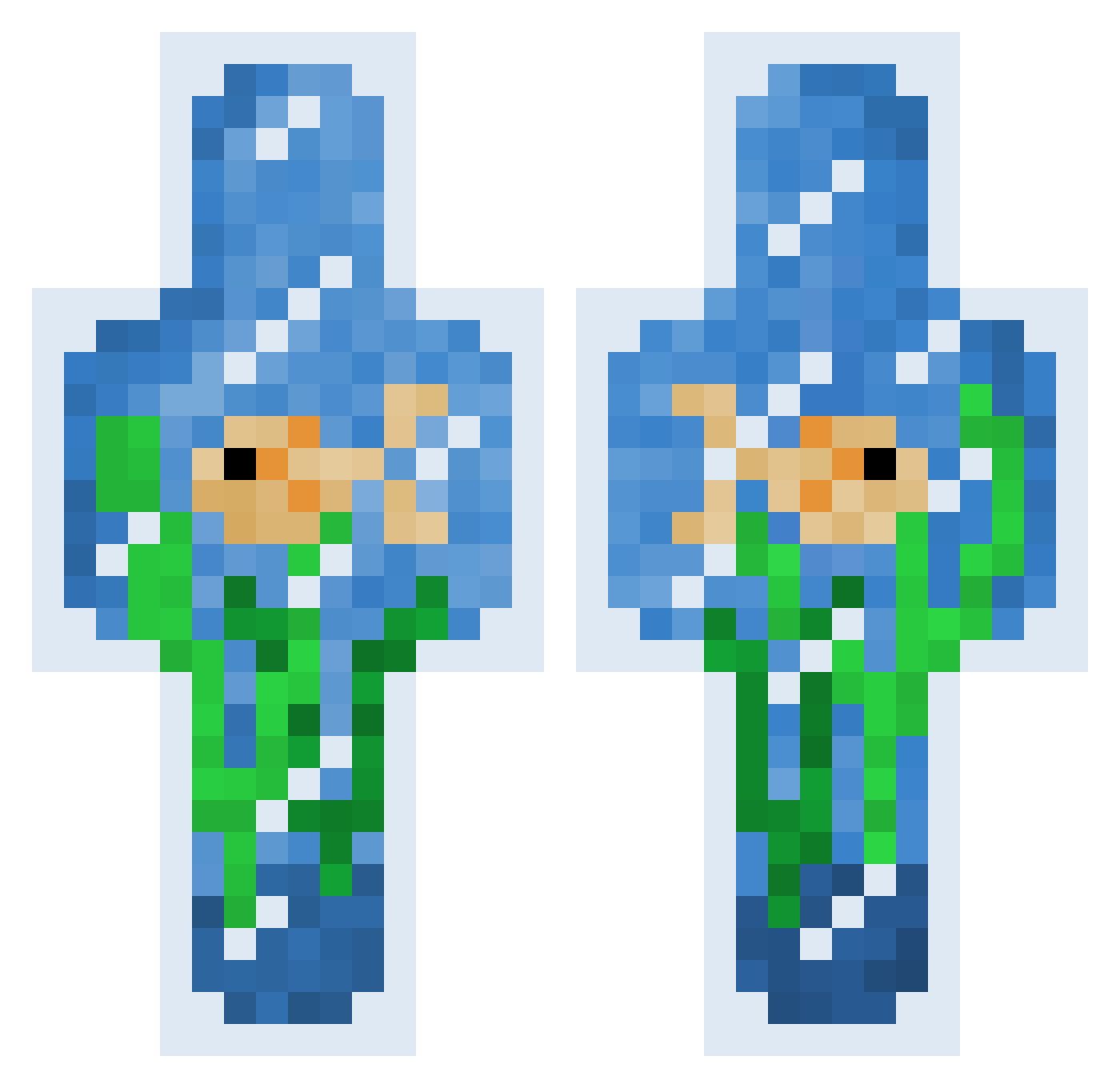 LegitimateGeckoo Minecraft skin, front and back view