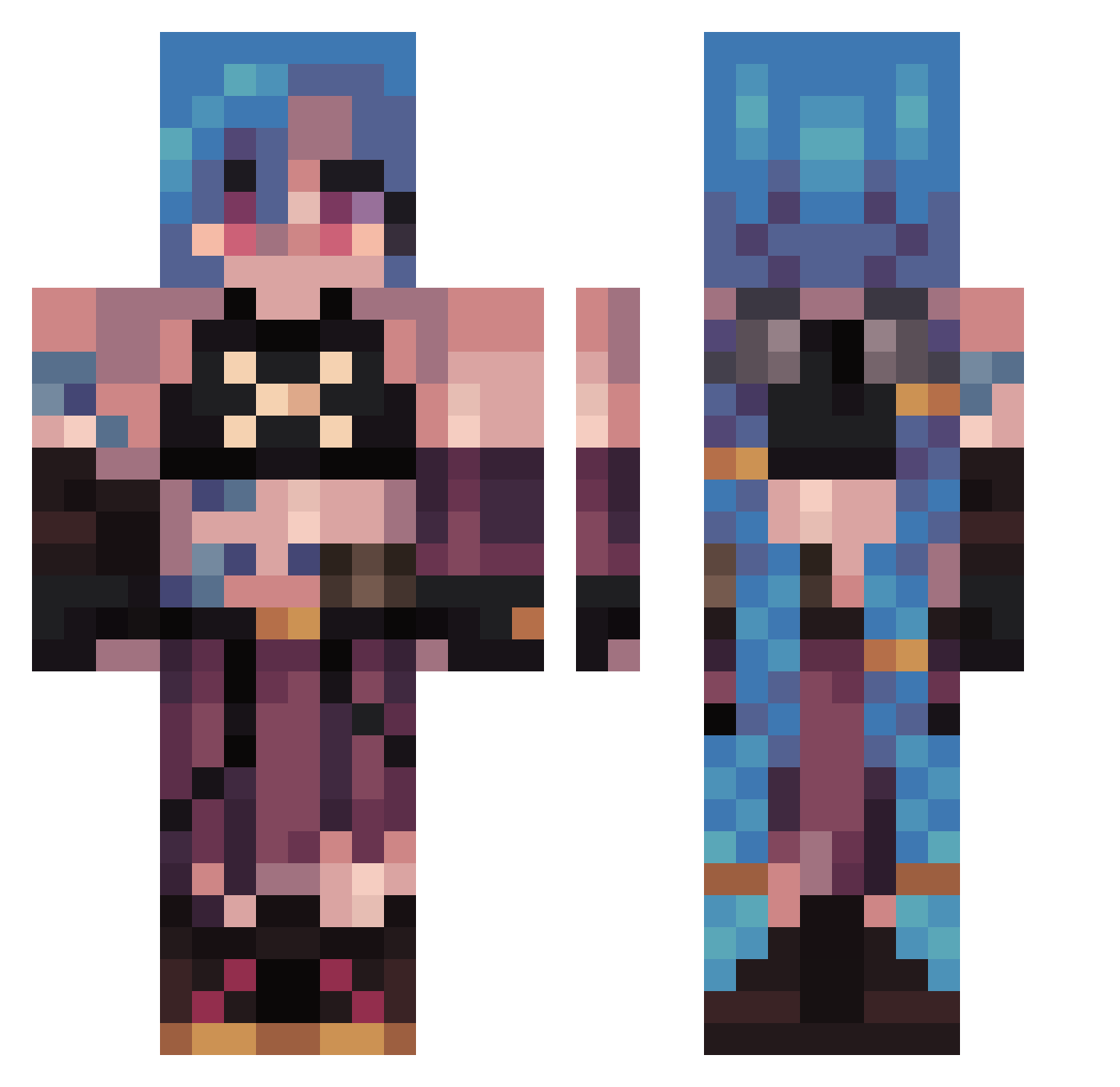 Alerito Minecraft skin, front and back view