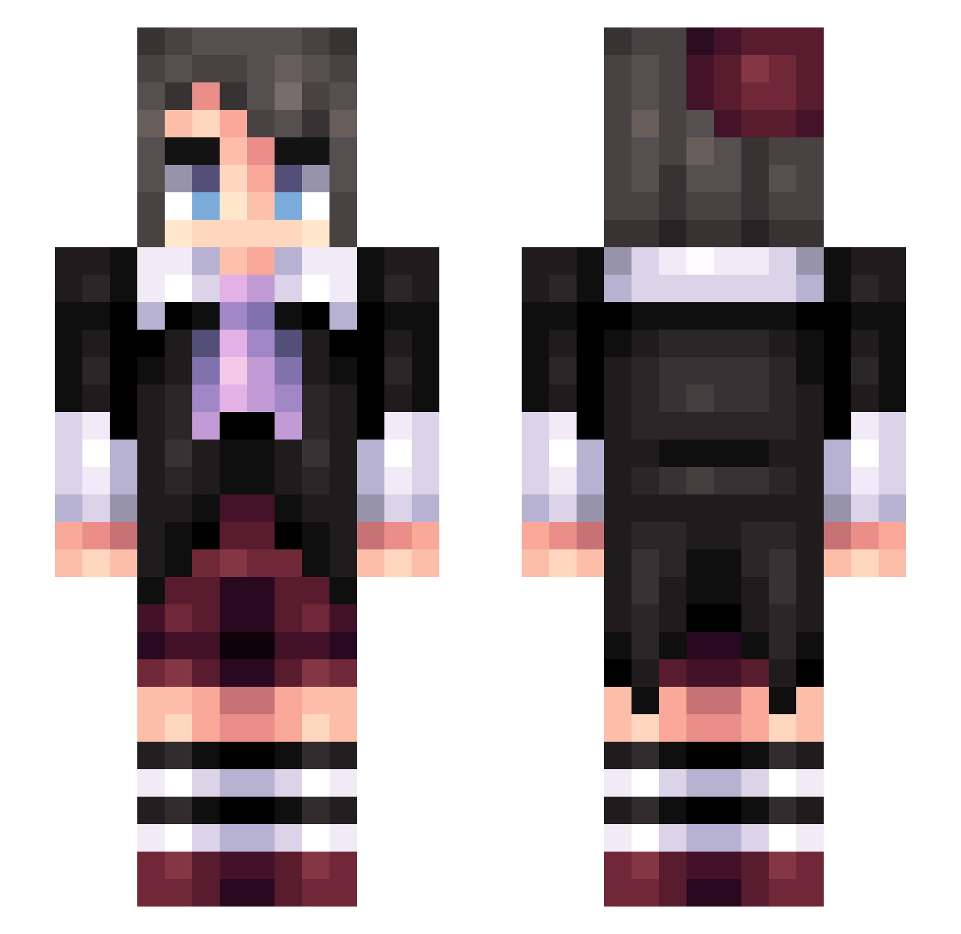 Batmilk_ Minecraft skin, front and back view