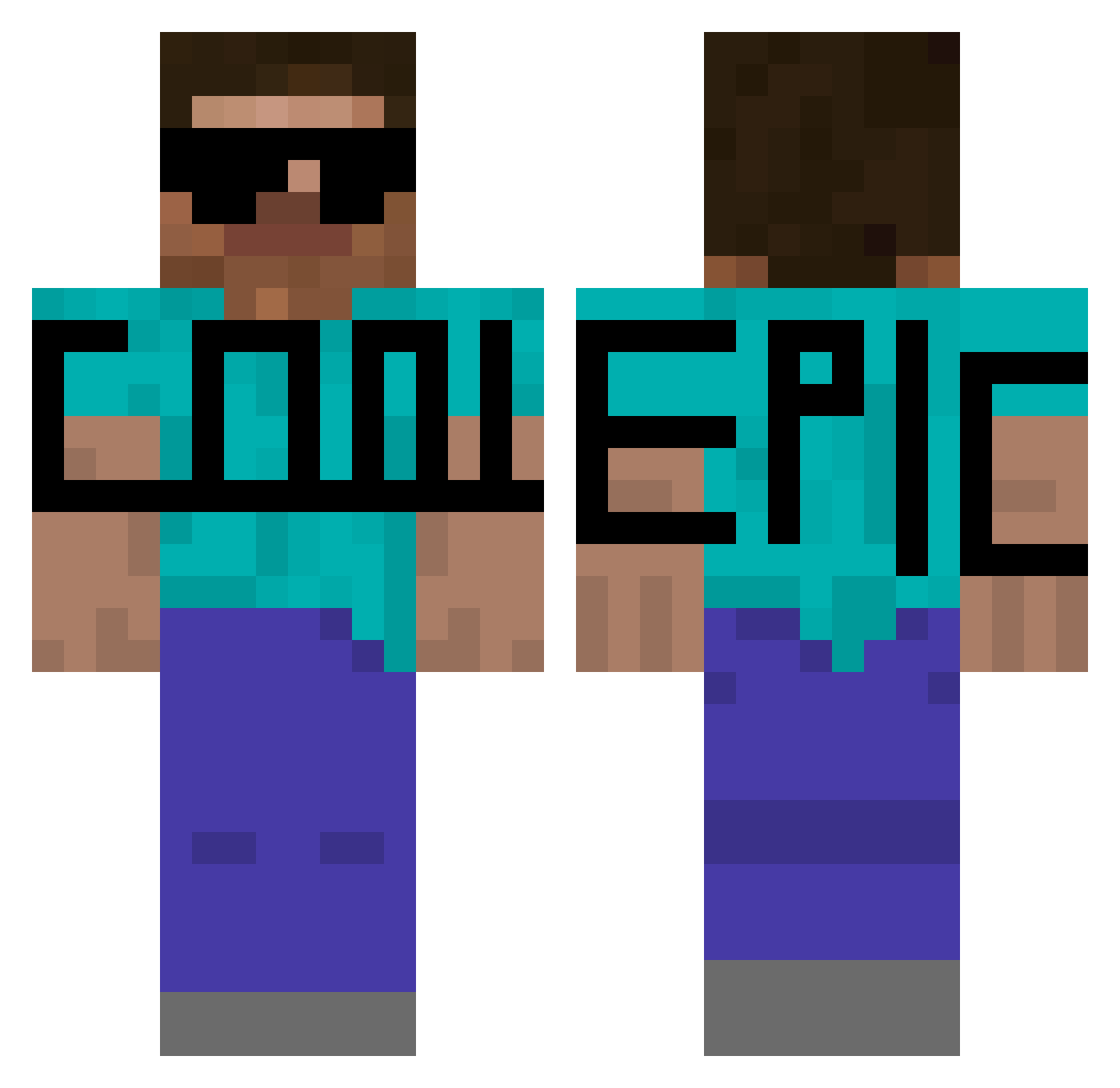 Seismotectonic Minecraft skin, front and back view