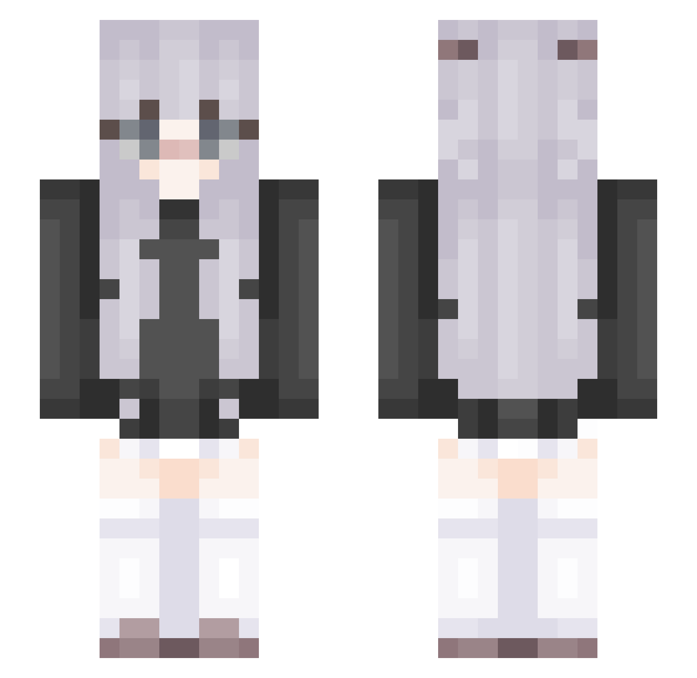 uuwu Minecraft skin, front and back view