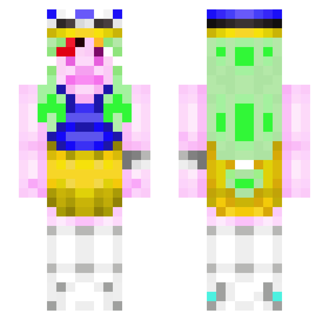 LlamaLassCrbSlyr Minecraft skin, front and back view