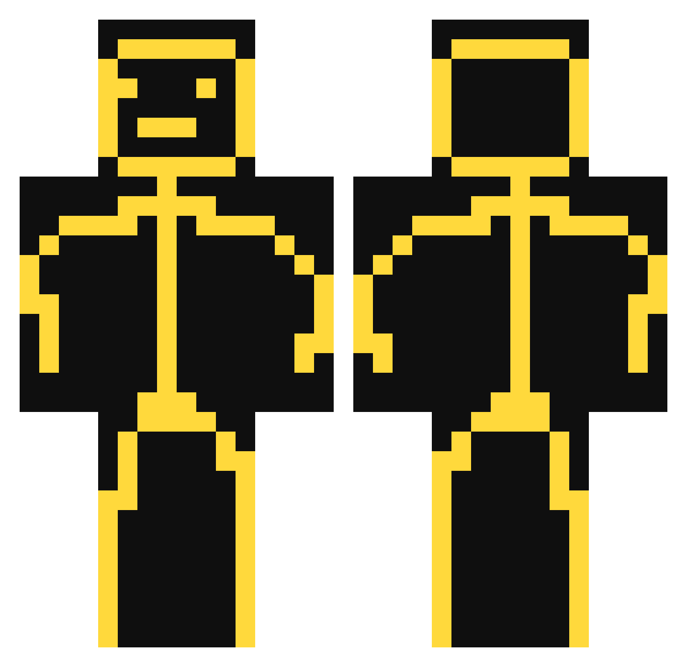 HighCaleber Minecraft skin, front and back view