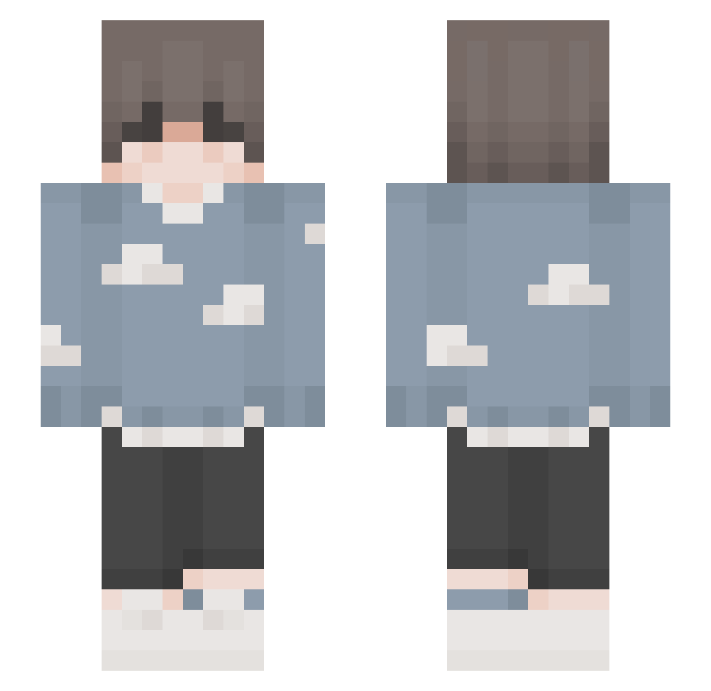 TakeCheating Minecraft skin, front and back view