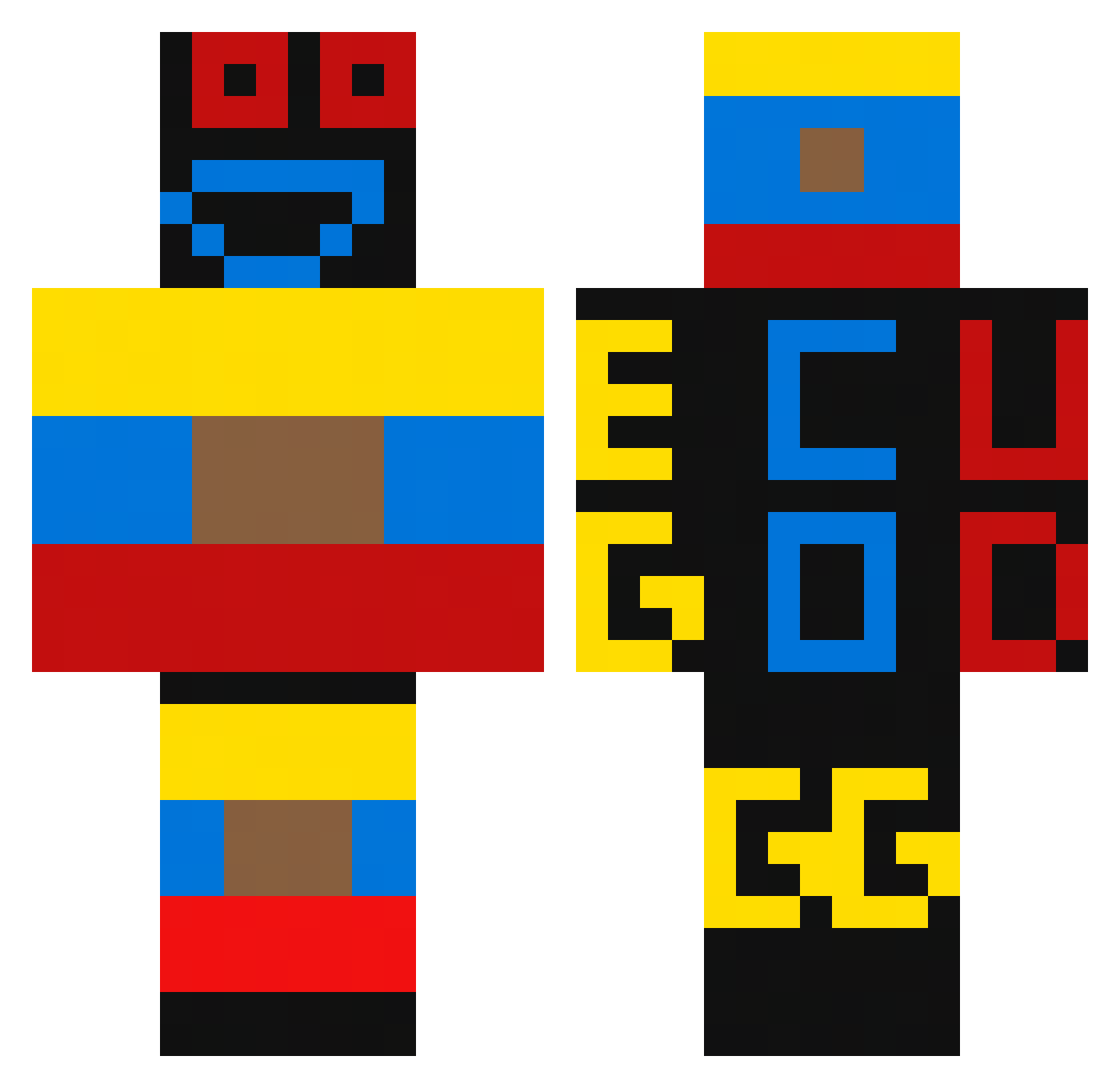 Anxssss Minecraft skin, front and back view