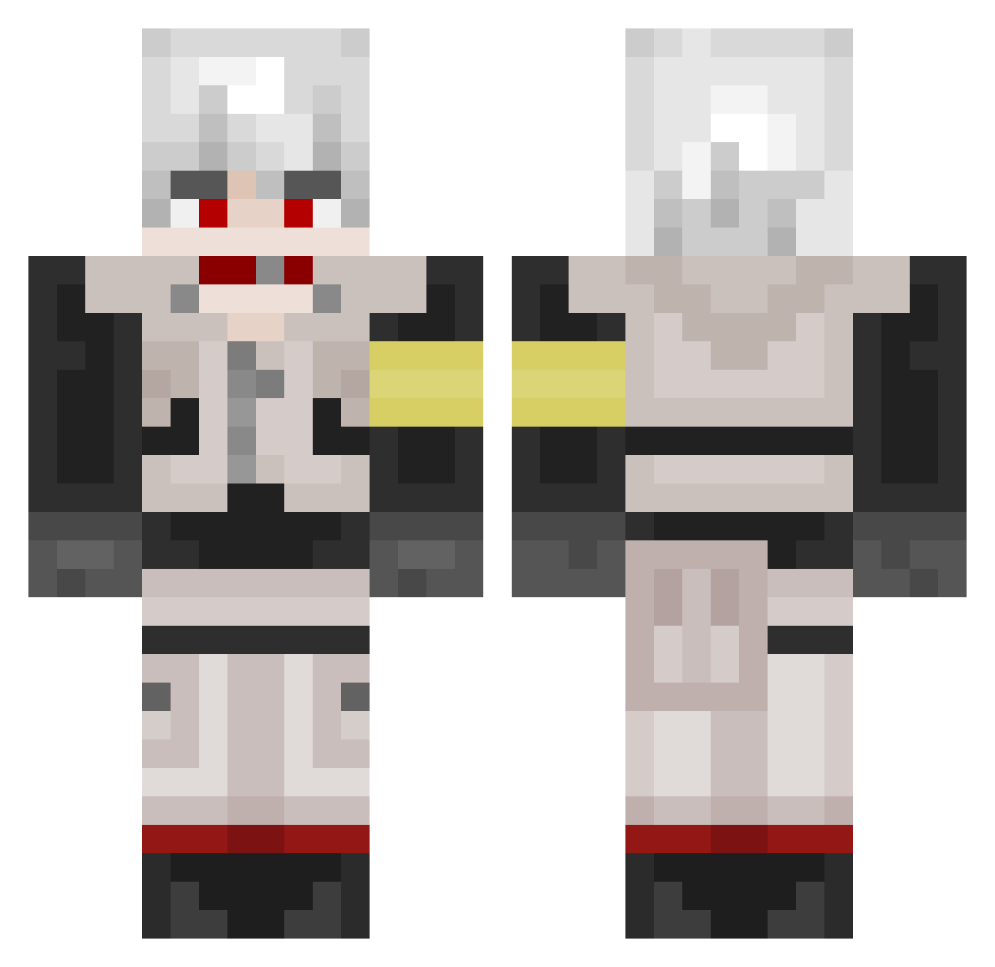 wakkiekak Minecraft skin, front and back view