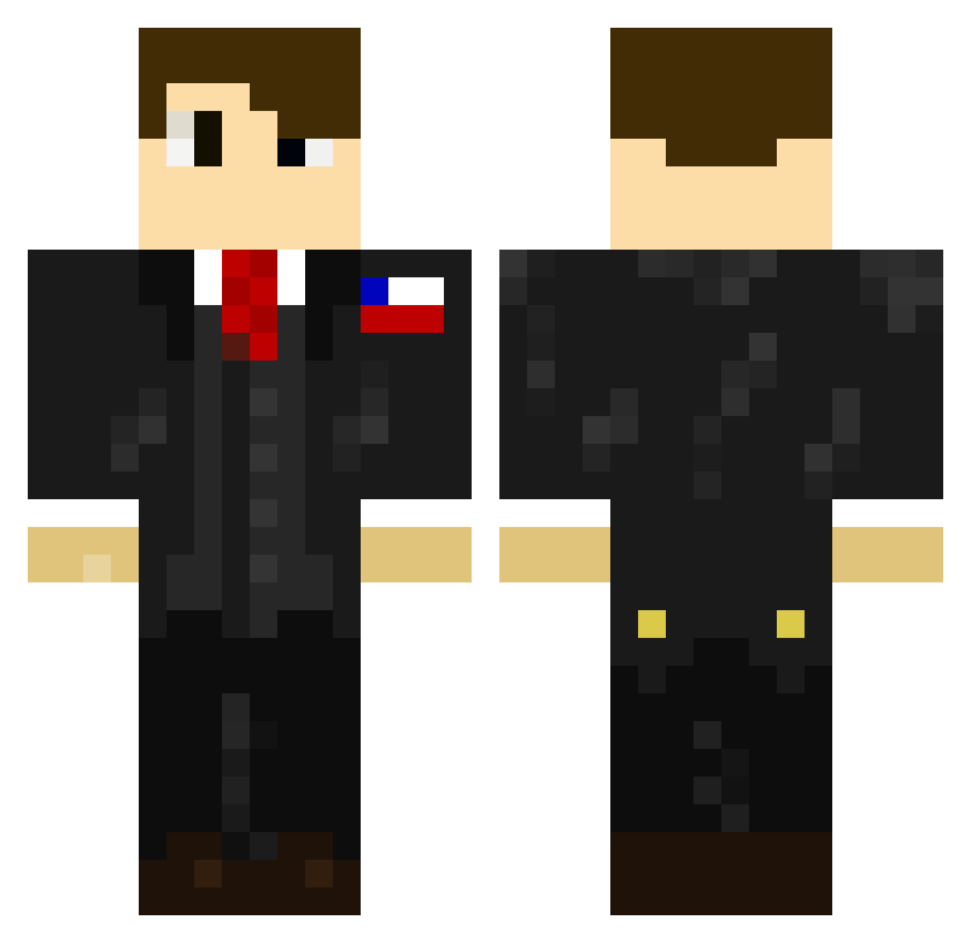 MakesSense Minecraft skin, front and back view