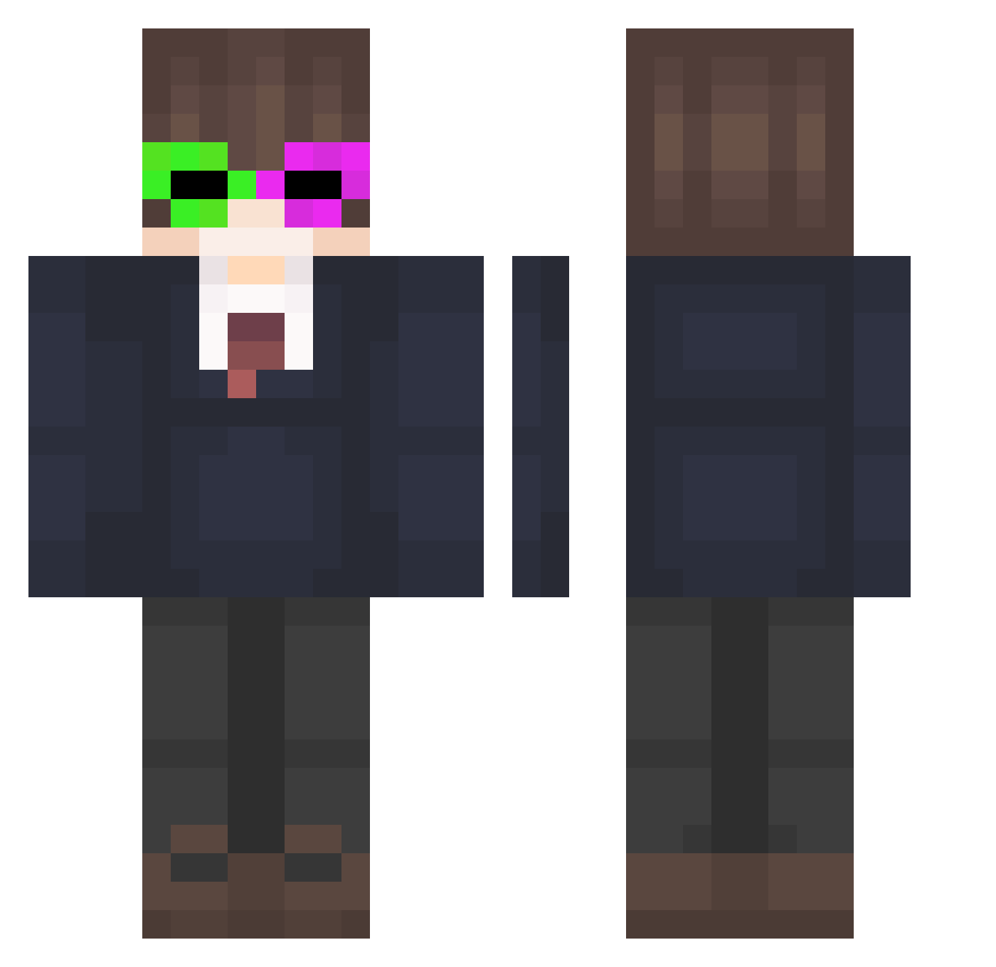 Shroooman Minecraft skin, front and back view
