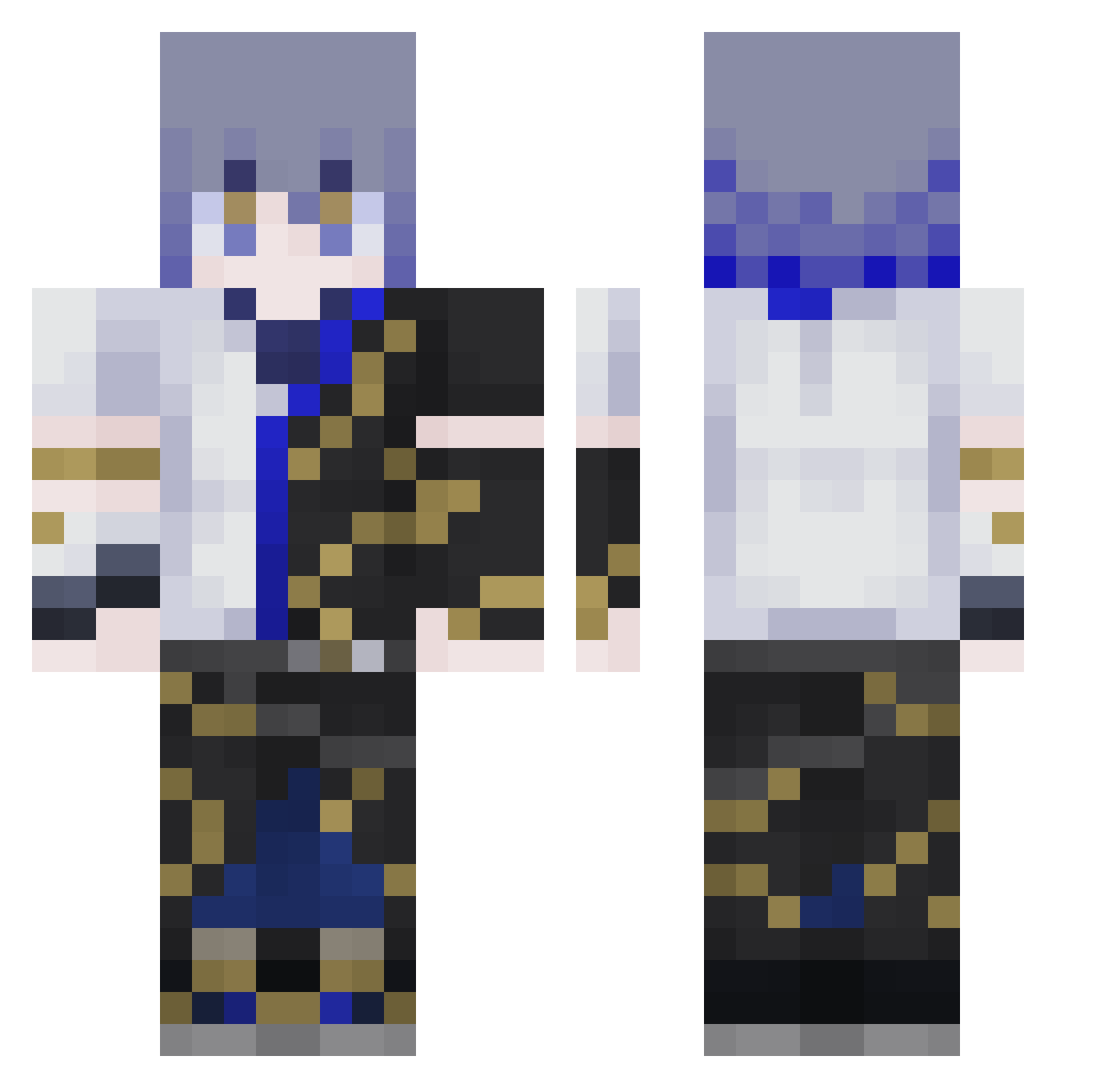 Midooqo Minecraft skin, front and back view