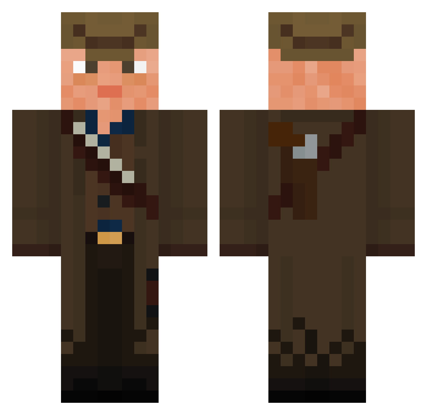 Jacobe109 Minecraft skin, front and back view