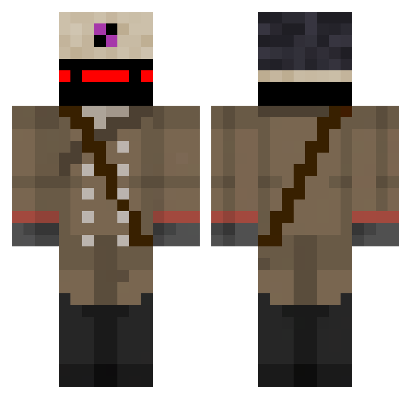 GL_ERROR Minecraft skin, front and back view