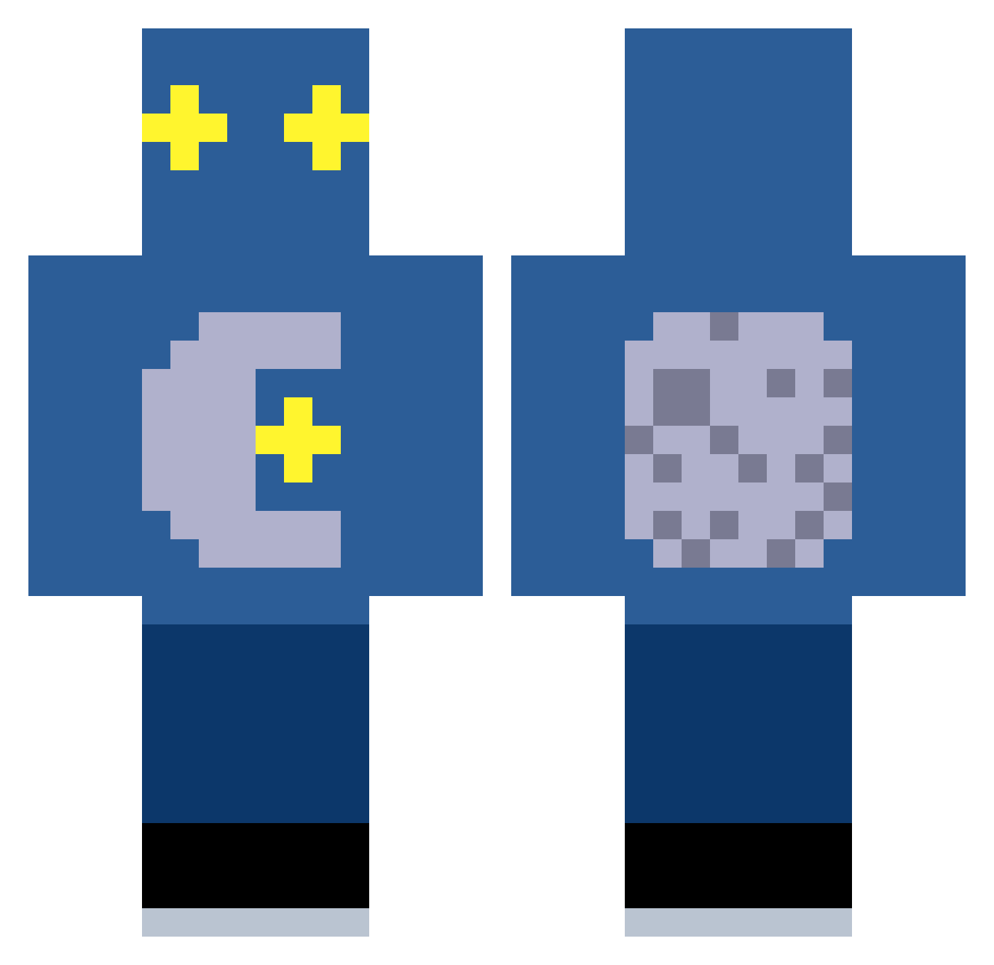 MoonGlass6 Minecraft skin, front and back view