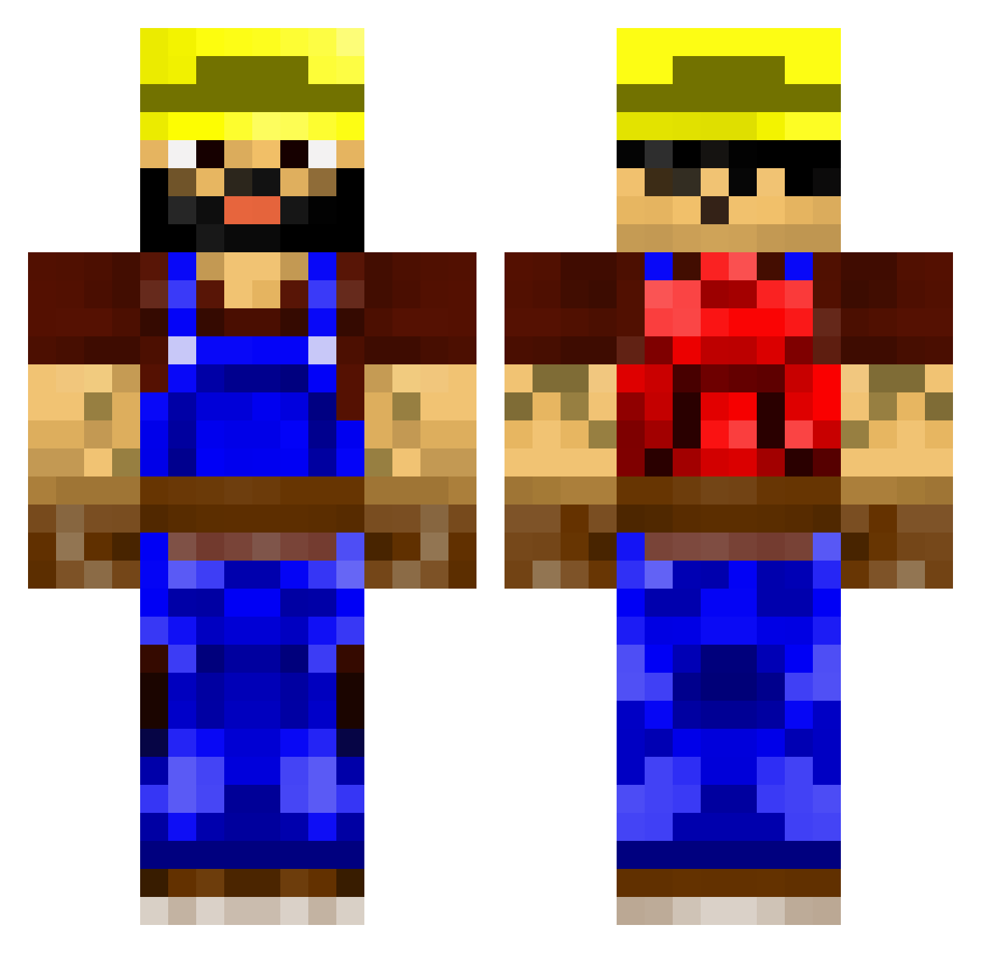 attrib Minecraft skin, front and back view