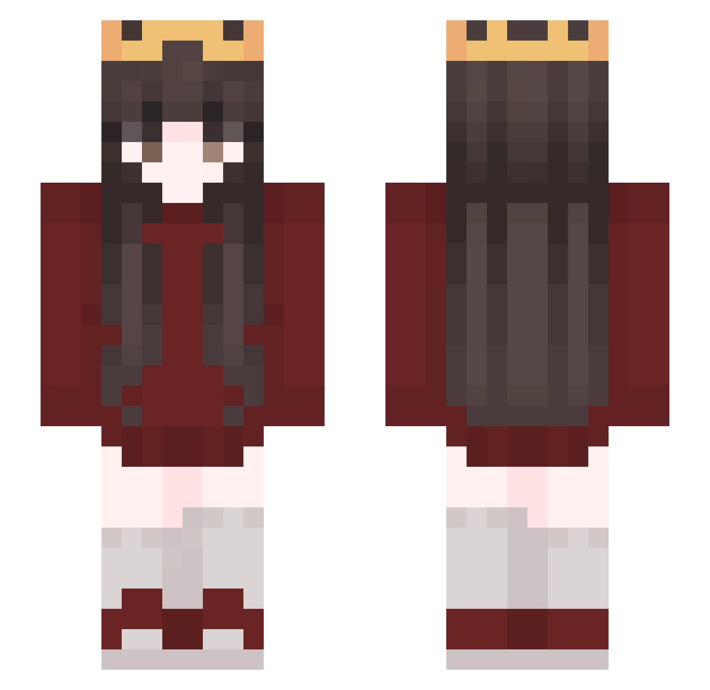 Dawnlex Minecraft skin, front and back view