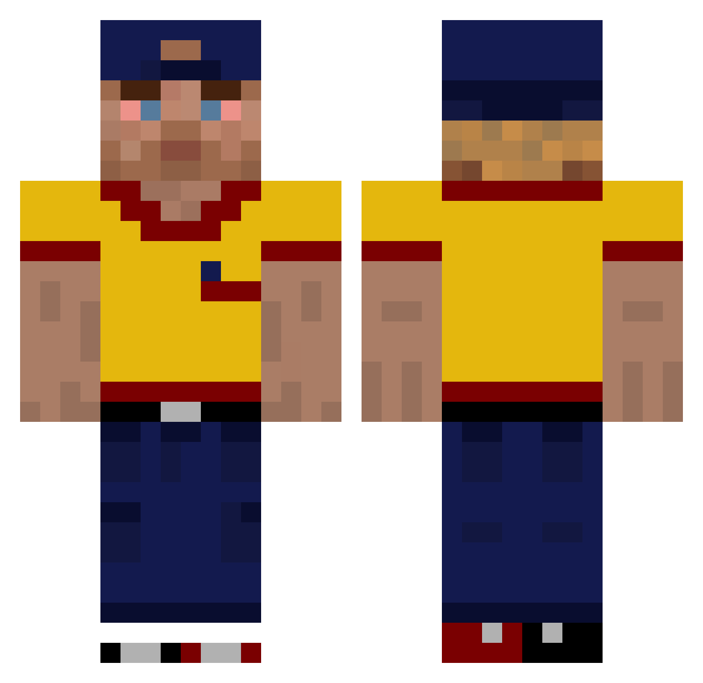 sellar Minecraft skin, front and back view