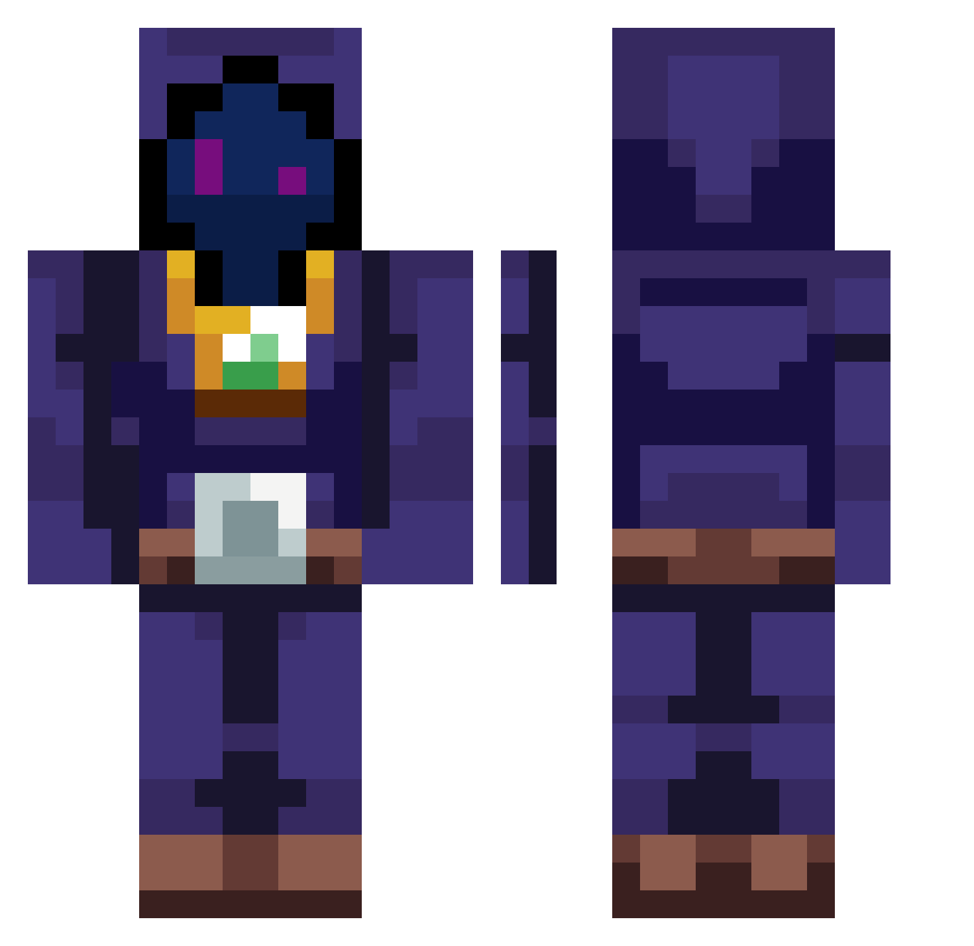 TemohpaB Minecraft skin, front and back view