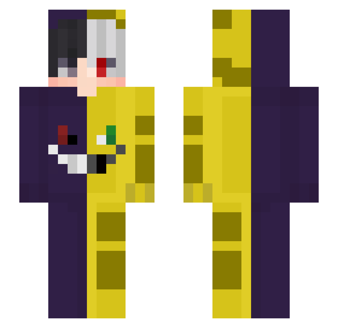 Snowy1up Minecraft skin, front and back view