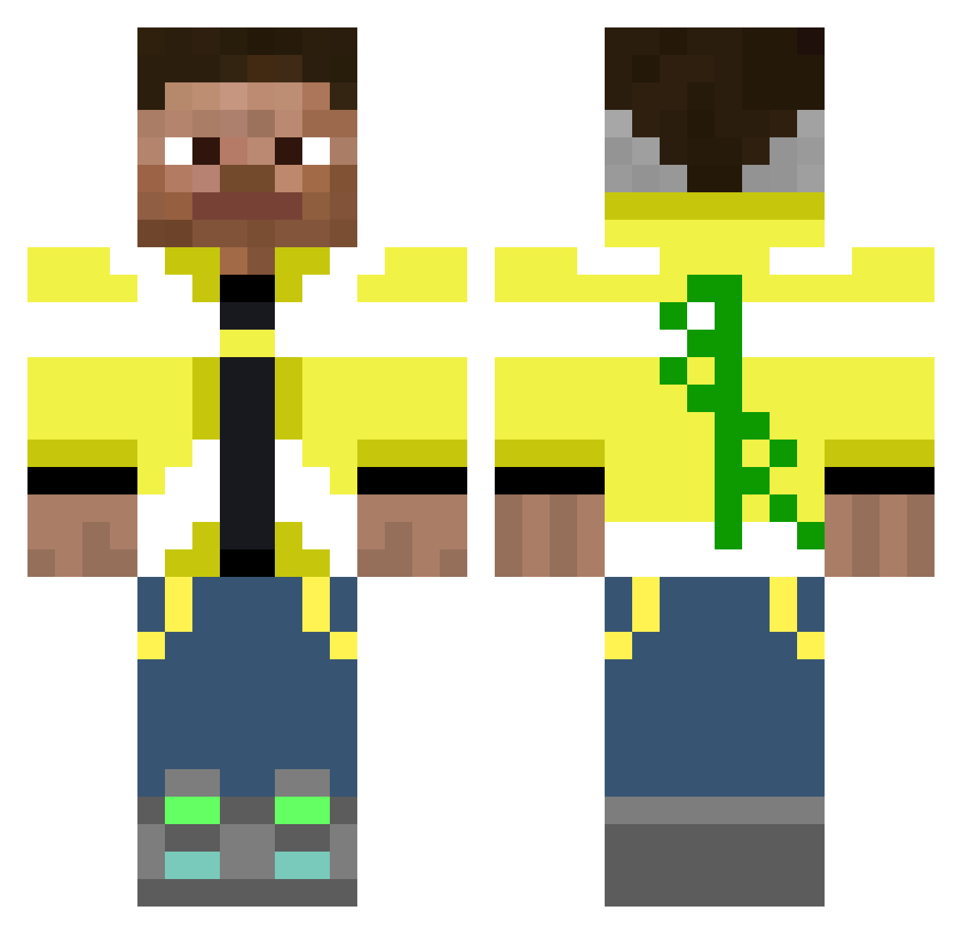 Waffle9579 Minecraft skin, front and back view