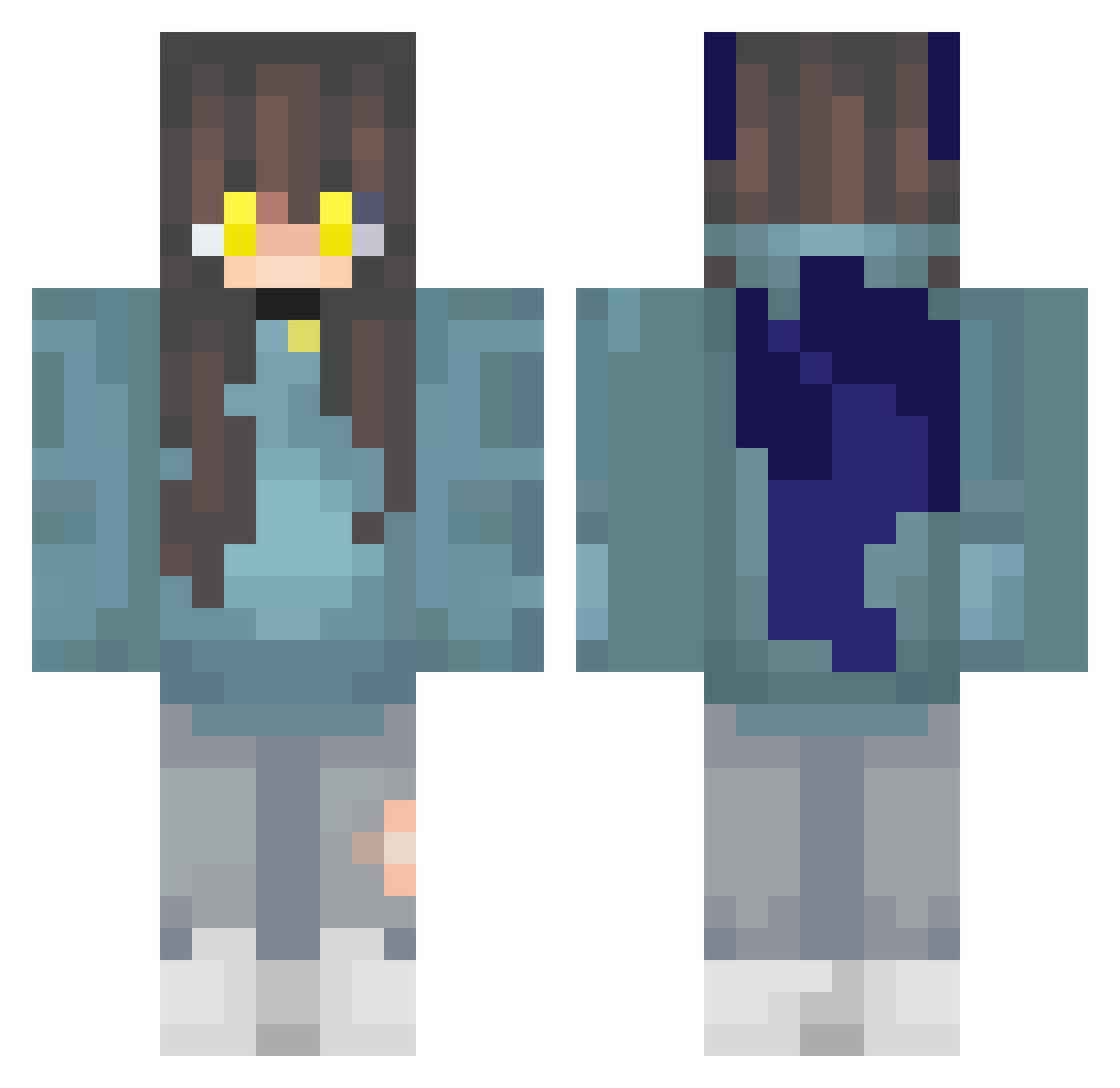 TheWildCabbit Minecraft skin, front and back view