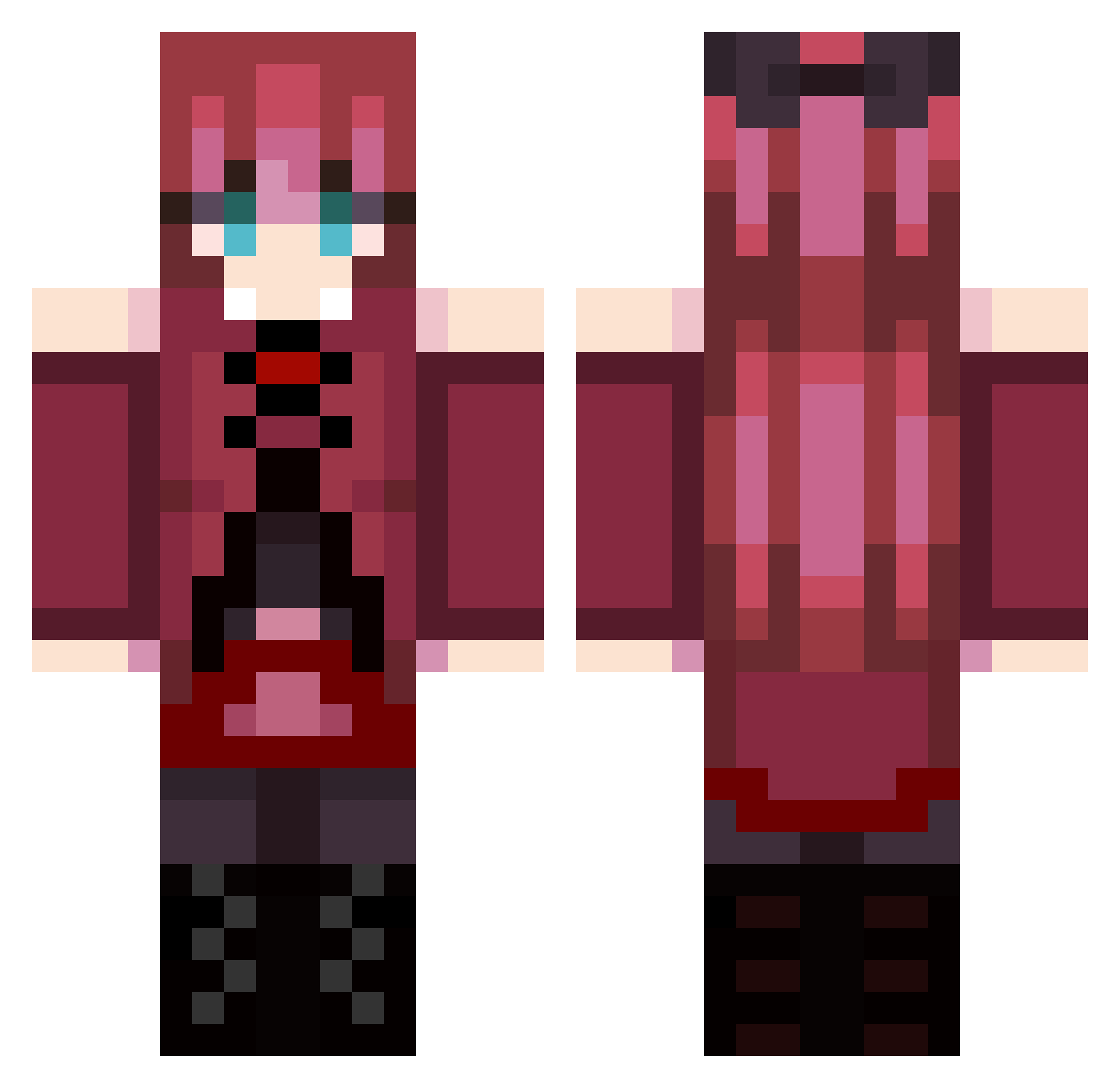 Rumi_Sakura Minecraft skin, front and back view
